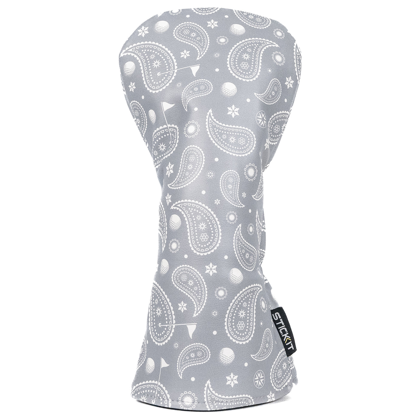 Gray paisley-patterned silicone oven mitt, featuring a textured design for secure grip and heat protection.