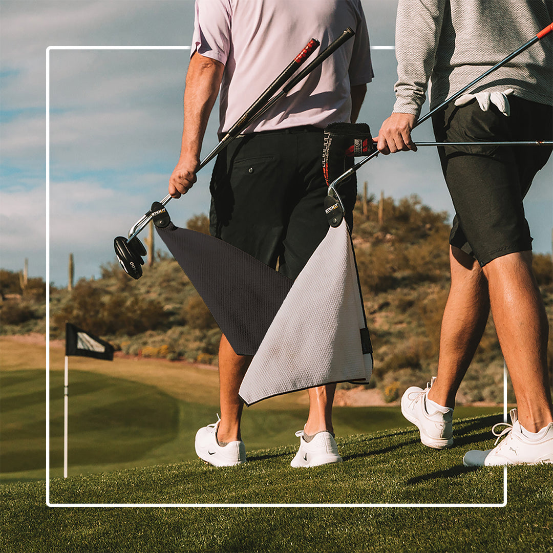 Men's grey and black golf umbrella with a sleek, modern design, perfect for stylish outdoor protection.