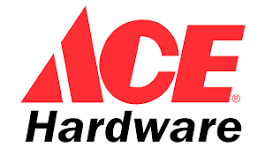 Red and white ACE Hardware logo with bold, modern font, perfect for home improvement branding.