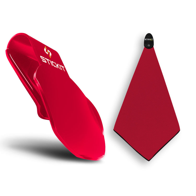 Red silicone golf tee with a flexible design for easy sticking; perfect for golfers seeking durability and convenience.