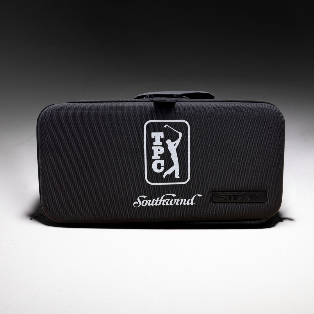 Black golf club travel case with TPC Southwind logo, durable material, and zip closure for easy transport.