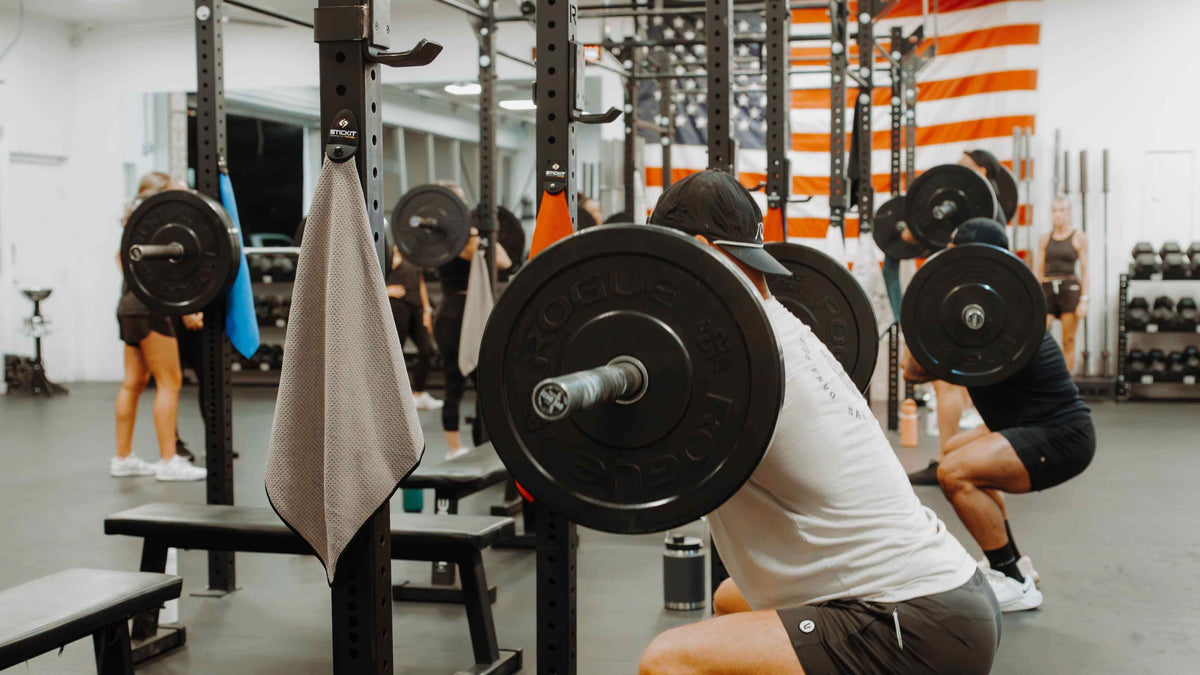 Stickit magnetic towels stick to racks at the gym so your towel never hits the floor. 