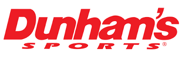 Dunham's Sports logo in bold red text on a white background, perfect for athletic gear branding.
