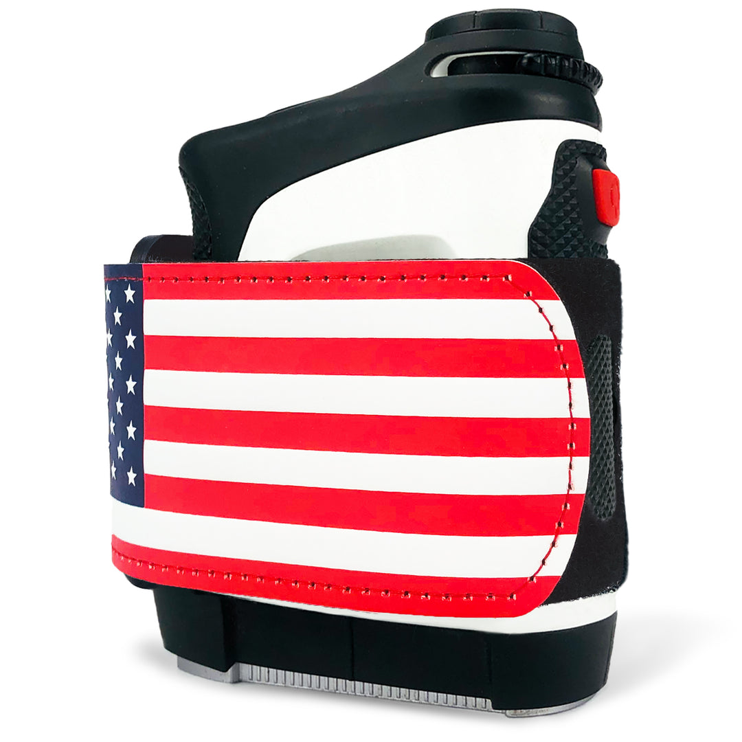 USA flag design gun holster, featuring durable black fabric and a vivid red, white, and blue color scheme.